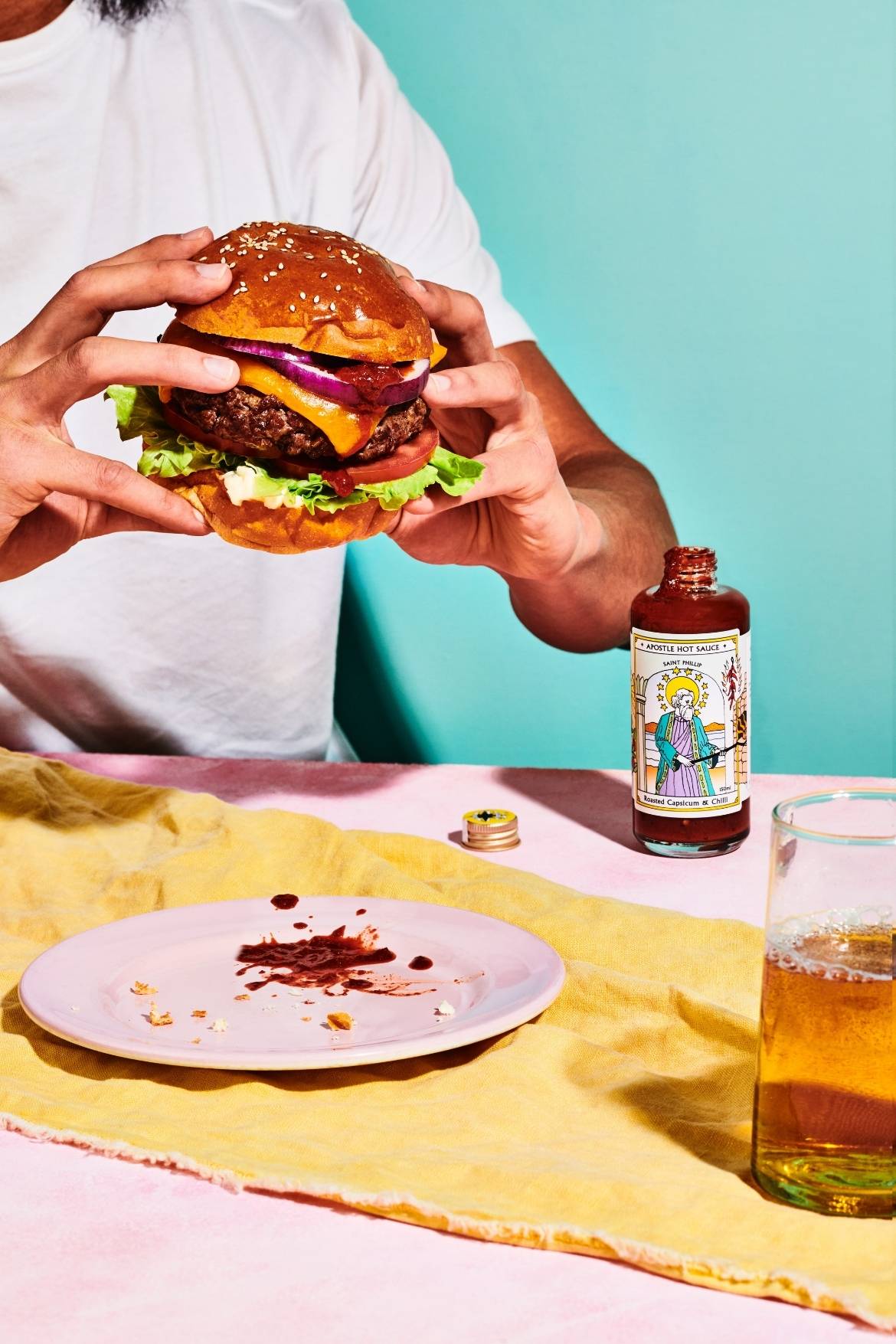 Roasted Capsicum Hot Sauce Burger