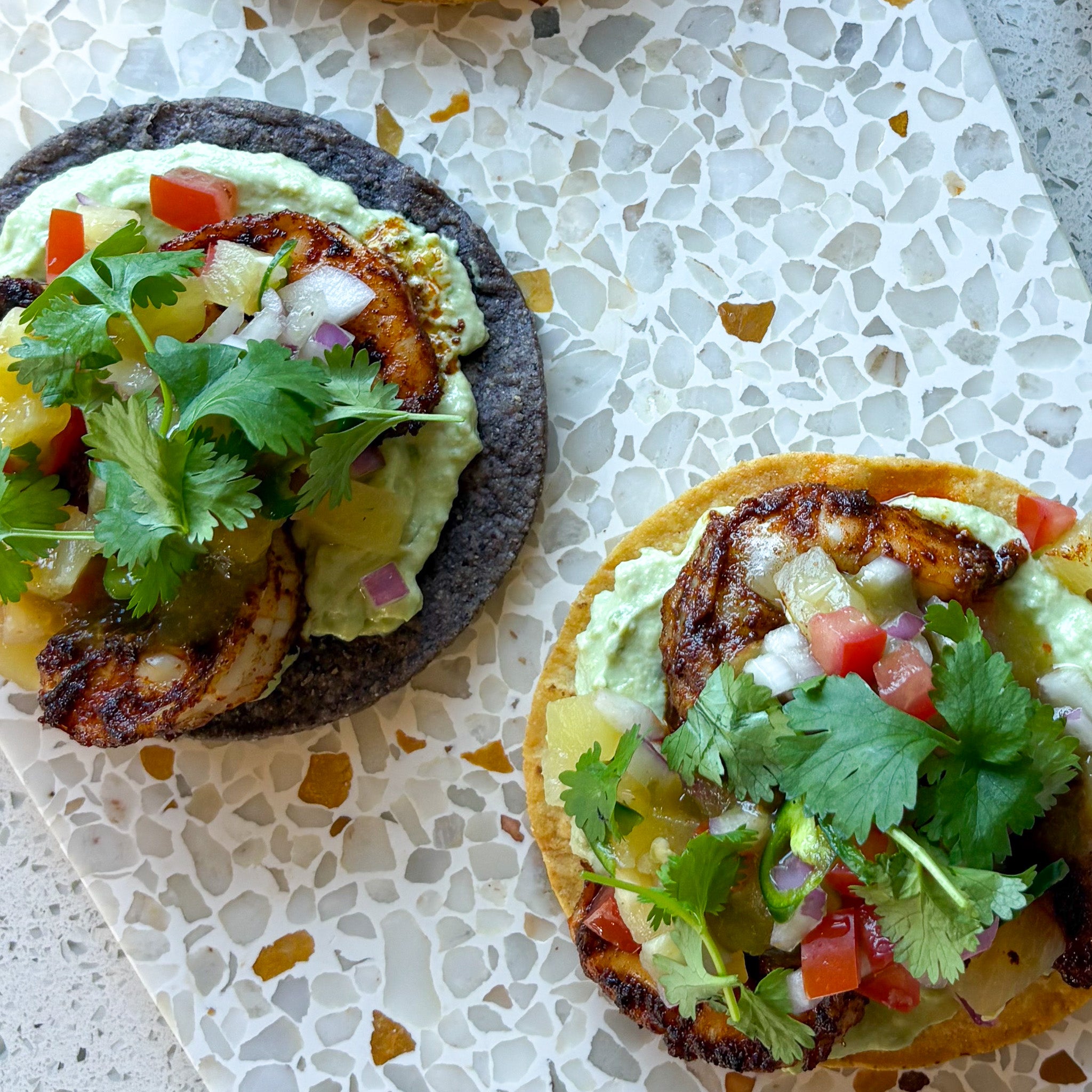 Prawn & Avocado Tostadas with Saint Peter