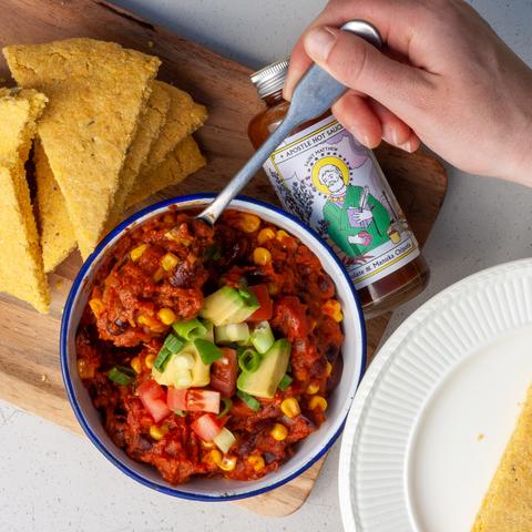 Spicy Beans & Cheesy Corn Bread with Saint Matthew