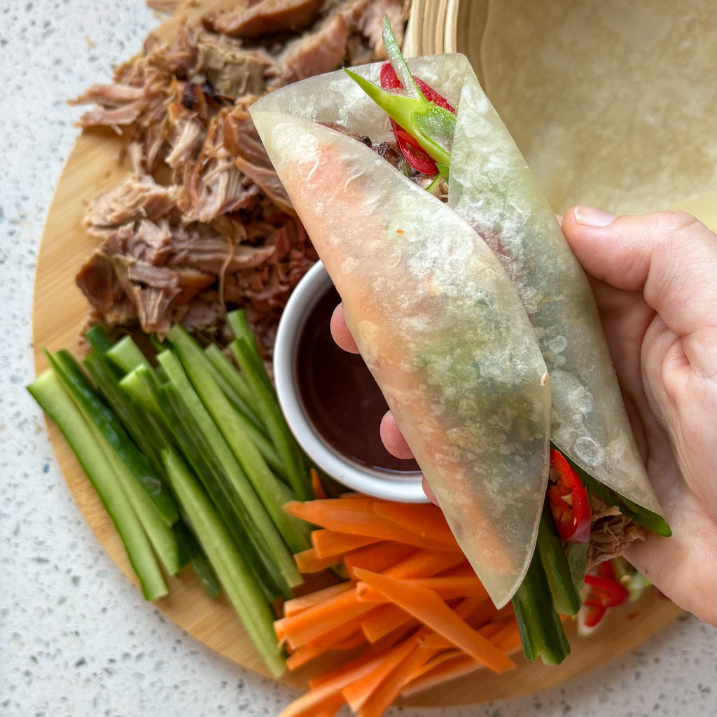 Szechuan, Blueberry & Habanero Glazed Duck Pancakes with Saint Andrew