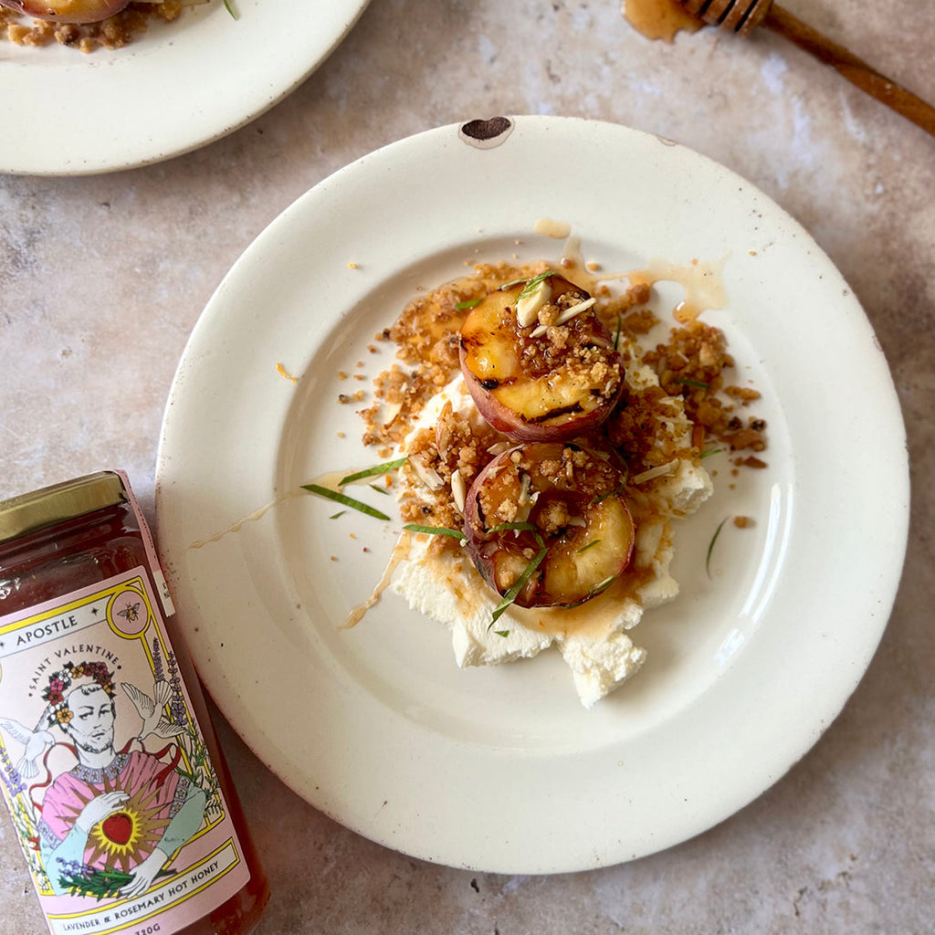 Peaches, Ricotta & Spiced Saint Valentine Crumb