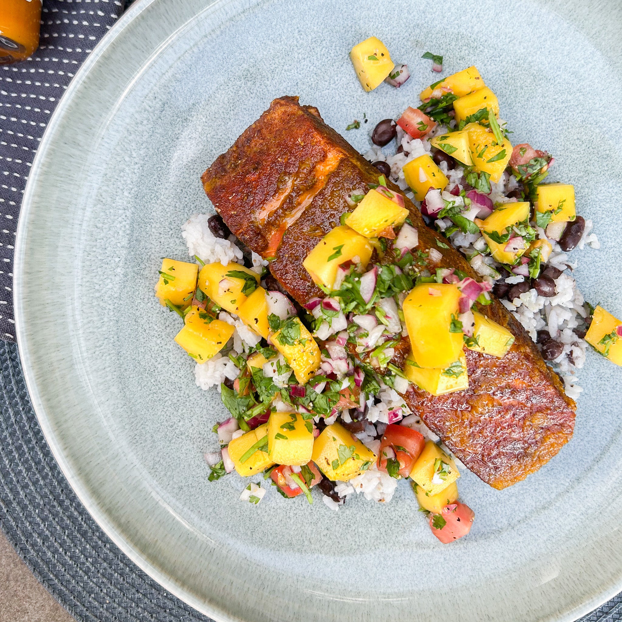 Jerk Salmon and Mango Salsa with Saint John