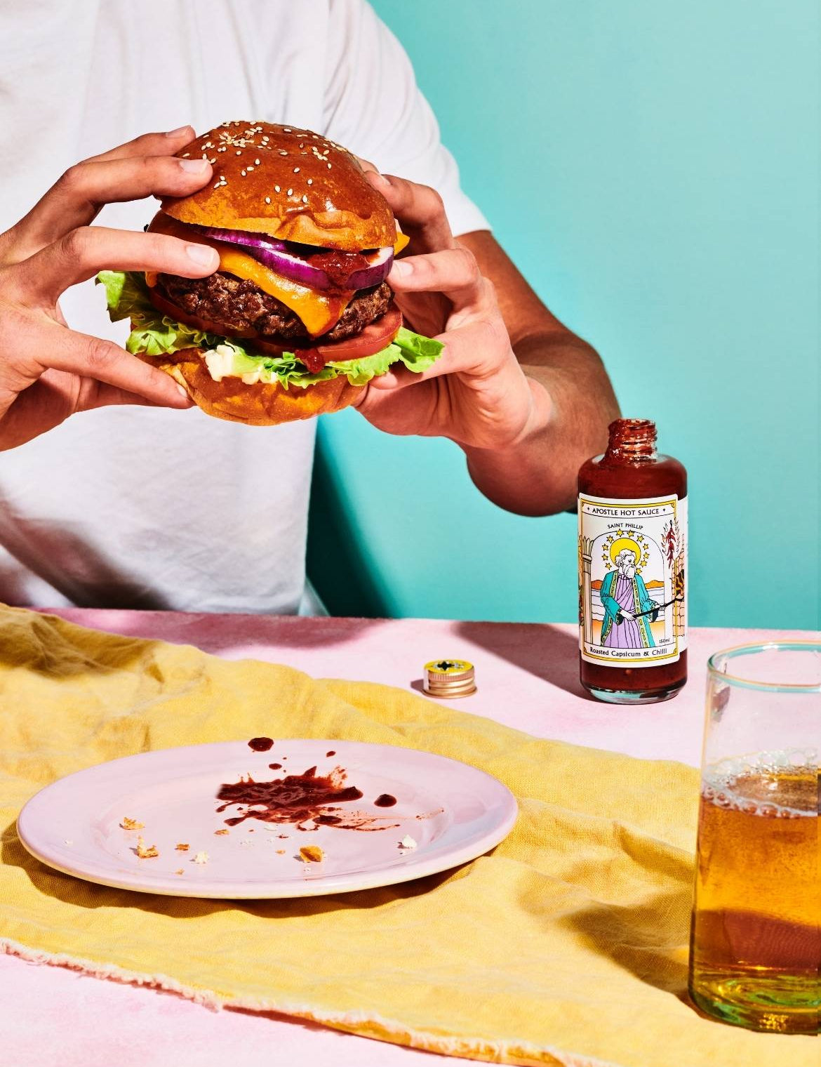 Roasted Capsicum Hot Sauce Burger 